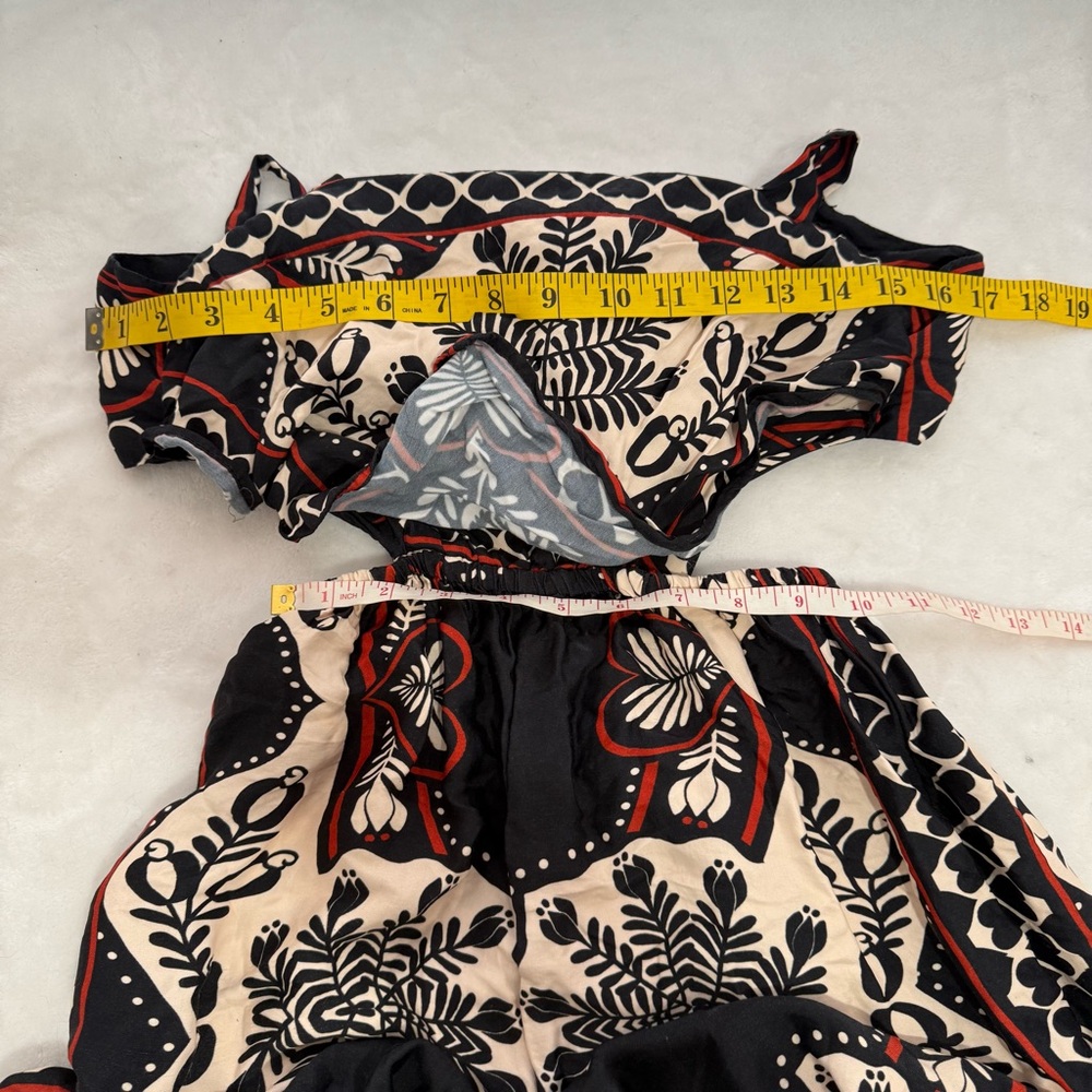FARM Rio Macacao Passion Scarf Print Open-Back Jumpsuit Size XS Hearts Combo - Picture 11 of 12